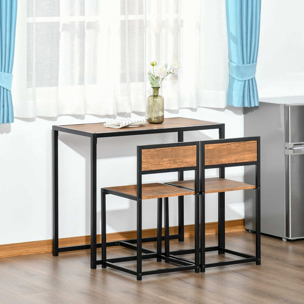 Ensemble table et chaises de salle à manger style industriel, pour 2 personnes, idéal pour les petits espaces.