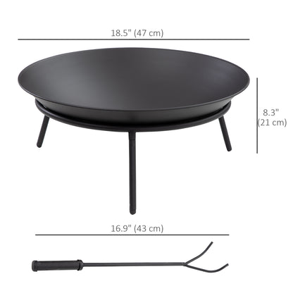 Outsunny Fire Pit with Poker, Patio Heater, Wood Stove for Outdoor Campfire, Black
