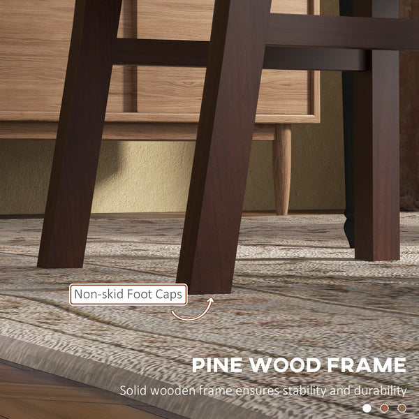 Set of 2 pine dining chairs with PU leather cushions