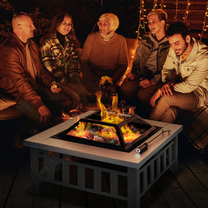 Foyer au bois carré 34" en acier portable avec pare-étincelles, noir