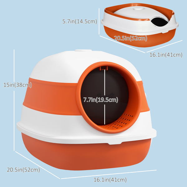 Litter box with lid, orange