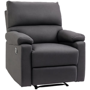 Fauteuil inclinable manuel avec repose-pieds, assise rembourrée, gris foncé