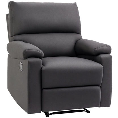 Fauteuil inclinable manuel avec repose-pieds, assise rembourrée, gris foncé