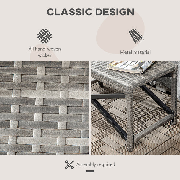 Table d'appoint de jardin en résine tressée