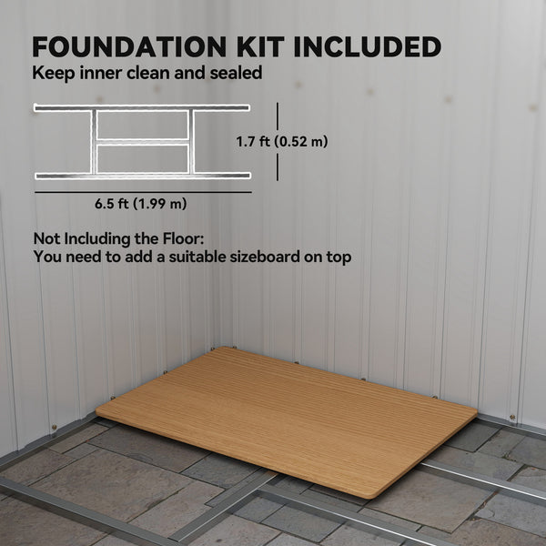 Galvanized steel garden shed with foundation kit - Dark grey