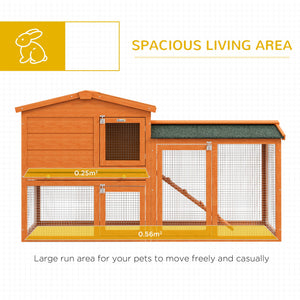 Two-tier rabbit hutch with run and water/UV-resistant roof