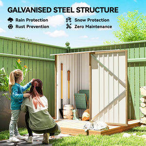 Cabanon de jardin compact en acier galvanisé avec porte verrouillable, couleur bois