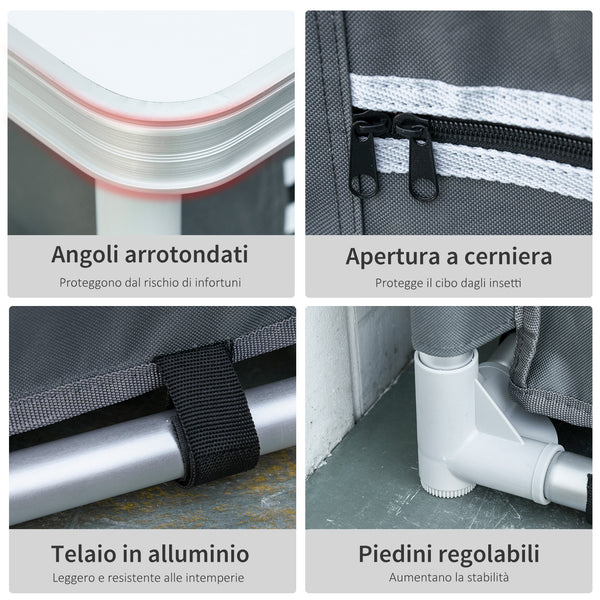Station de cuisine de camping en aluminium avec placard à 2 étagères et sac de transport