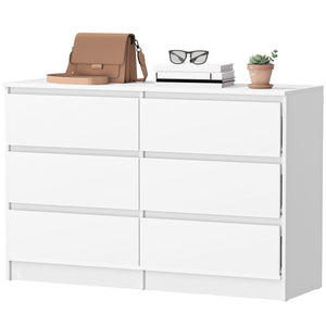 Large 6-drawer chest of drawers for the bedroom, white.