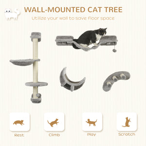 Mur d'escalade pour chat avec griffoir, gris
