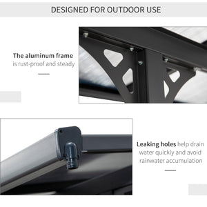 Pergola 14' x 10' avec toit rigide en polycarbonate, hauteur réglable, cadre en aluminium, protection UV, gris