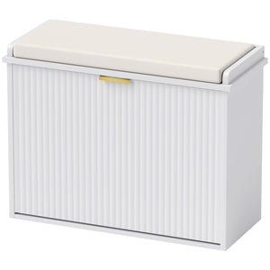 Banc d'entrée avec assise rembourrée et tiroirs rabattables, capacité de charge jusqu'à 120 kg, rangement pour 6 paires de chaussures, blanc