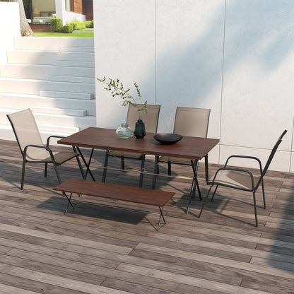 Outsunny Set of 4 Outdoor Dining Chairs, Sturdy Stackable Patio Chairs with Armrests for Balcony Garden, Grey