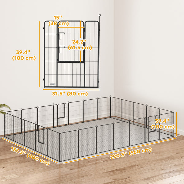 24 Panels 39" Height Heavy Duty Dog Playpen for Small Medium Large Dogs, Grey