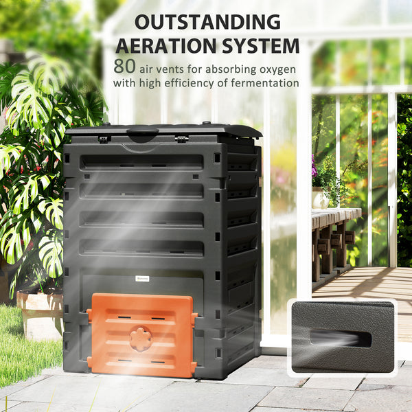 Composteur extérieur 450 L avec système d’aération, (120 gallons), orange