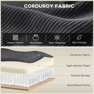 Sectional Sofa, L Shaped Couch with Deep Seat, Movable Ottoman and Pillow-top Armrests, Dark Grey