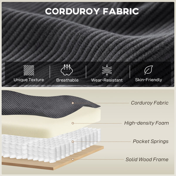 Sectional Sofa, L Shaped Couch with Deep Seat, Movable Ottoman and Pillow-top Armrests, Dark Grey