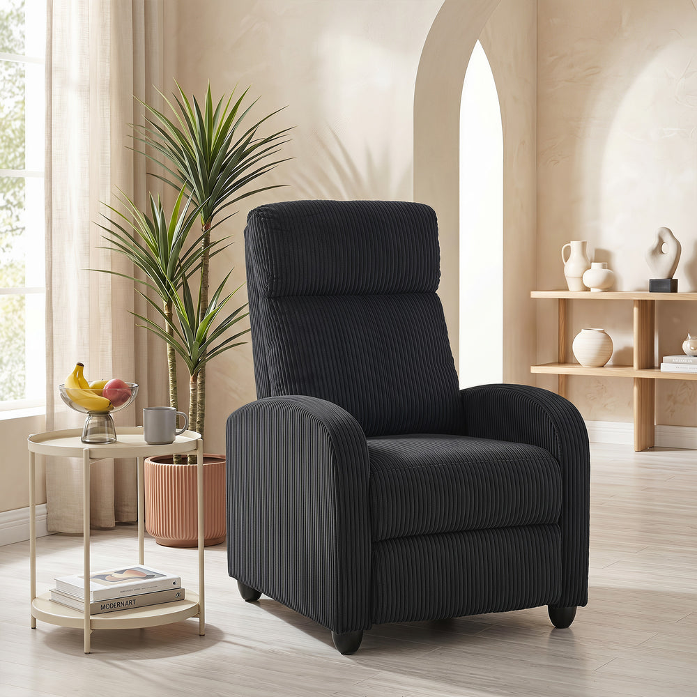 Fauteuil inclinable en velours côtelé, noir