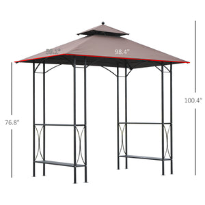 Gazebo pour barbecue à 2 niveaux avec étagère, marron