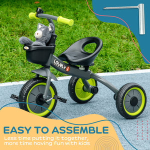 Tricycle for Girls and Boys 2-5 Years Old, Toddler Bike with Adjustable Seat, Basket, Bell, Black