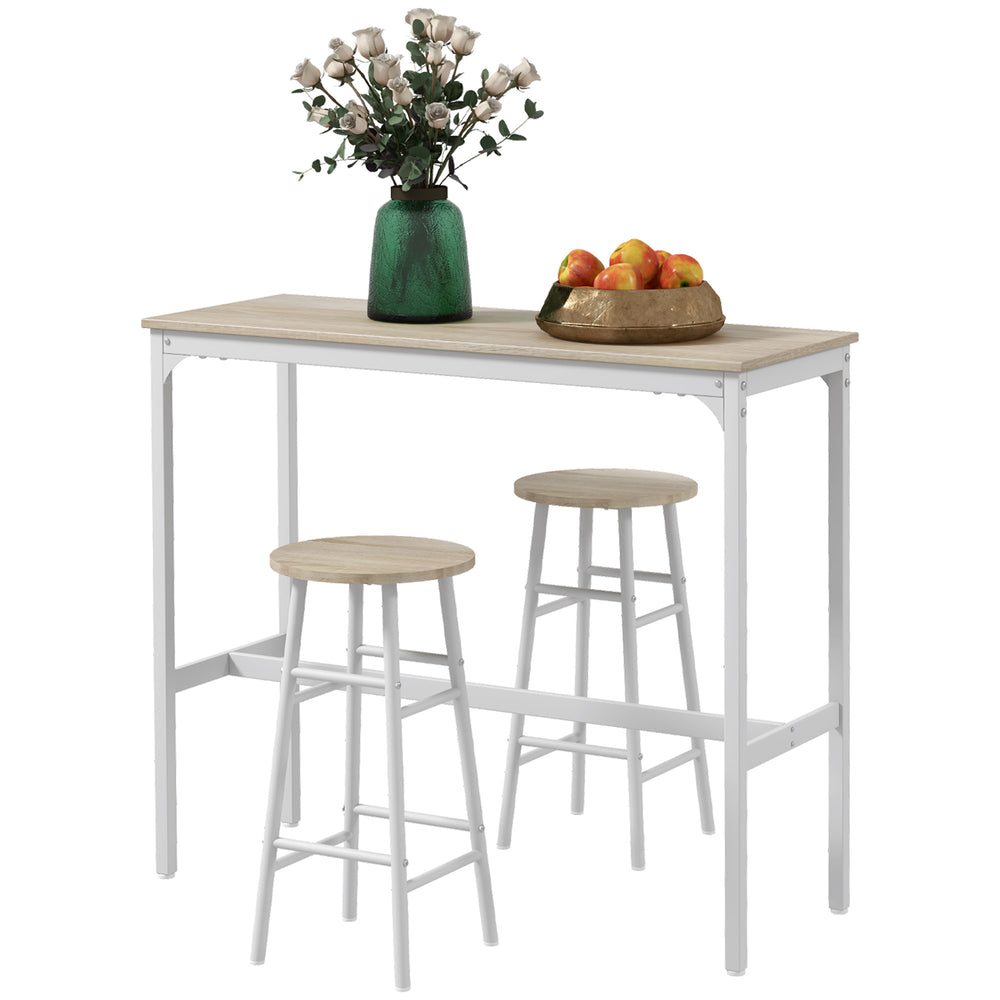 3 Piece Bar Table and Stool Set for 2 People, Pub Table and Chairs