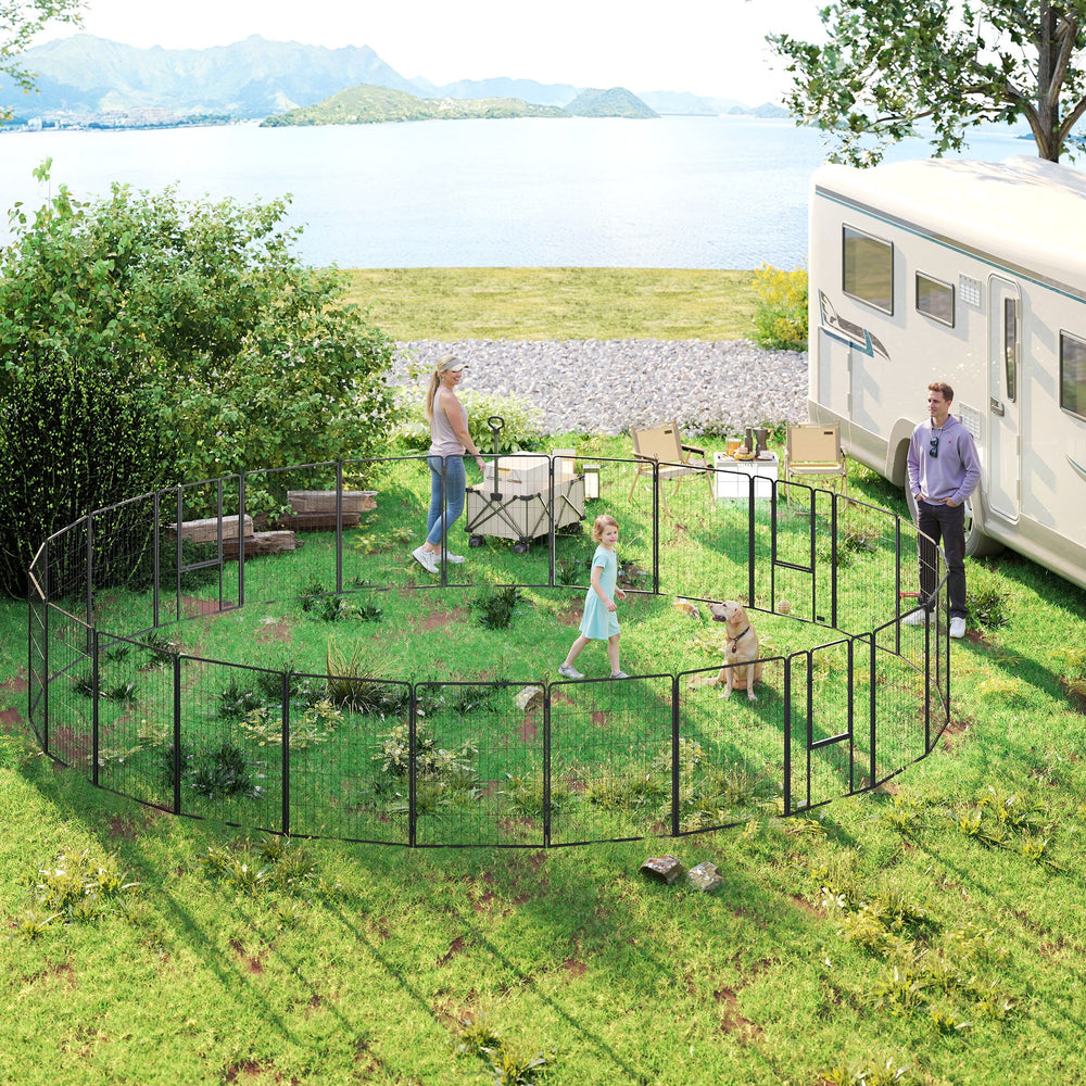 24 Panels 39" Height Heavy Duty Dog Playpen for Small Medium Large Dogs, Grey