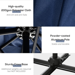 Parasol déporté carré de 8 pieds avec rotation à 360°, bleu foncé