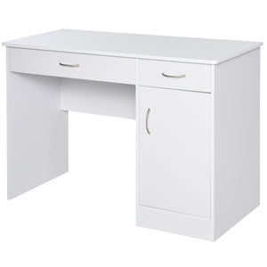 Bureau d'ordinateur avec tiroirs de rangement, armoire et étagère réglable, blanc