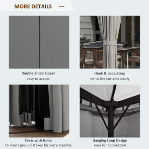 10' x 10' Outdoor Patio Gazebo Double Soft-top Garden Shelter Tent with Curtains, &amp; Mesh Screen Drapes, Light Gray