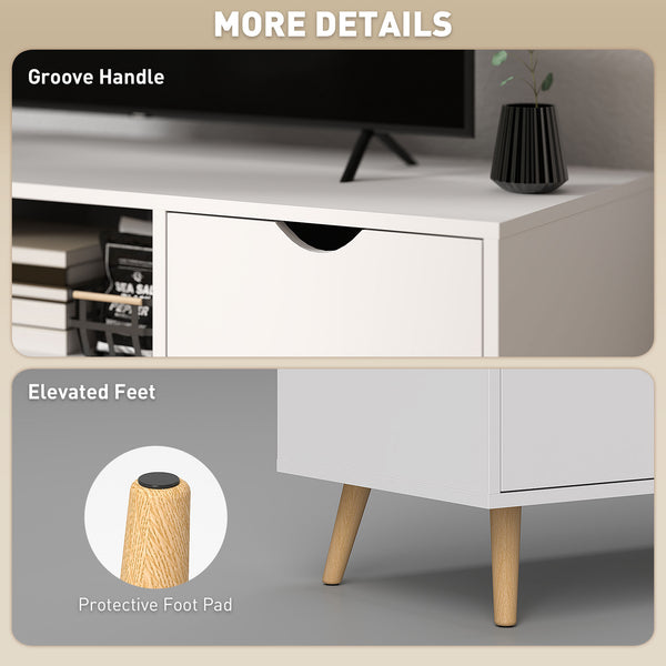 Meuble TV avec rangement pour téléviseur jusqu'à 50 pouces, blanc