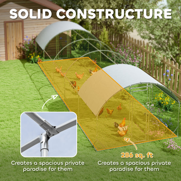 Galvanized metal chicken coop with outdoor run