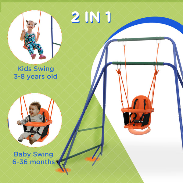 Balançoire pour enfants avec harnais de sécurité, orange