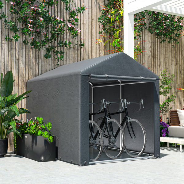 Portable bicycle shelter with galvanized steel frame and large door