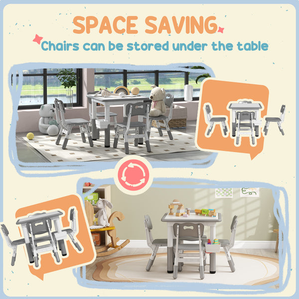 Ensemble table et chaises 5 pièces à hauteur réglable, gris