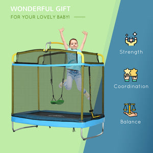 7ft Trampoline with Safety Enclosure, Gymnastics Bar and Swing