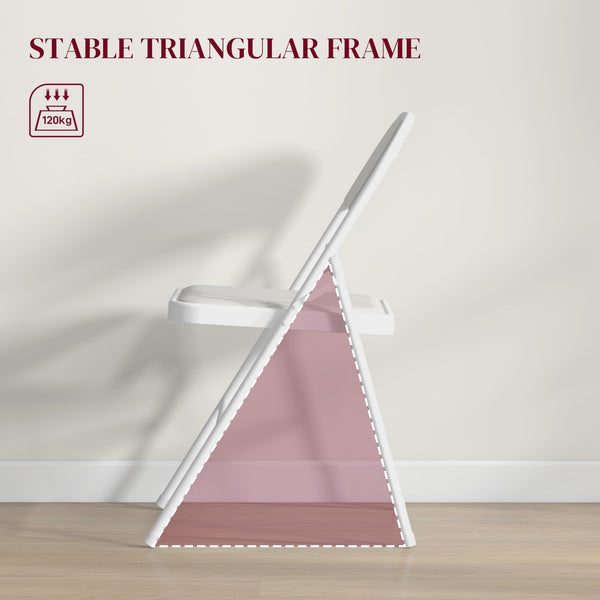 Set of 2 folding metal chairs with faux leather upholstery, white