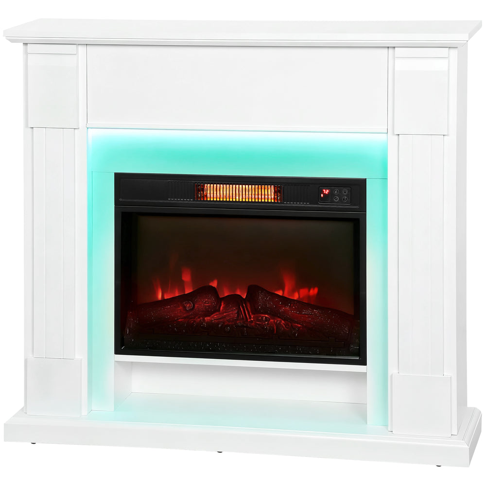 Cheminée électrique 1400W de 41 pouces avec manteau, effet flamme 3D réglable, blanc