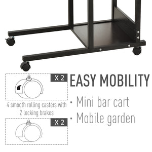 Bureau debout mobile à hauteur réglable avec roulettes, noir