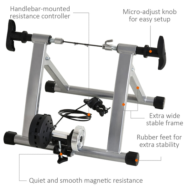 Support magnétique pour vélo d'intérieur avec broche à dégagement rapide, Argent