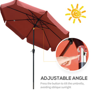 Parasol rond de 8,7 pieds avec inclinaison et manivelle, rouge bordeaux