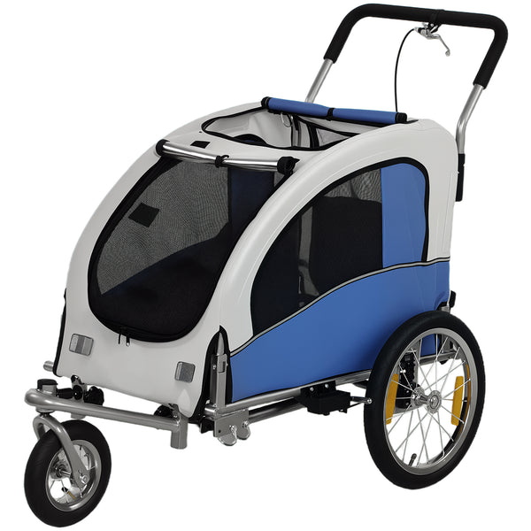 Remorque vélo et poussette pour chien 2 en 1, gris clair