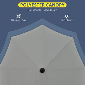 Parasol de 6 pieds avec toile double face, manivelle et base, gris