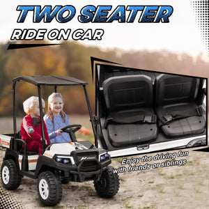 Voiture électrique 24V 2 places pour enfants avec télécommande, blanc