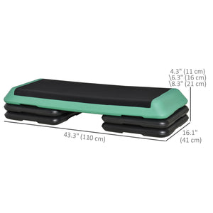Stepper d'aérobic réglable de 43" à 3 niveaux noir et vert