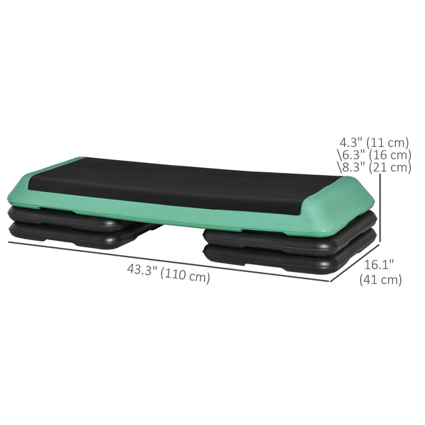 Stepper d'aérobic réglable de 43" à 3 niveaux noir et vert
