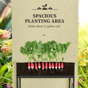 Jardinière surélevée galvanisée avec doublure et étagère de rangement