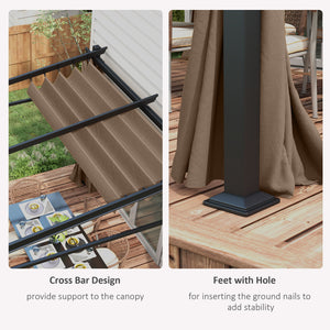 Pergola métallique 10 x 10 avec toit coulissant et rétractable, couleur café