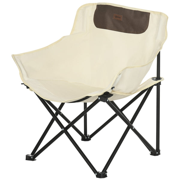 Chaise de camping portable  avec sac de transport et poche latérale, blanche