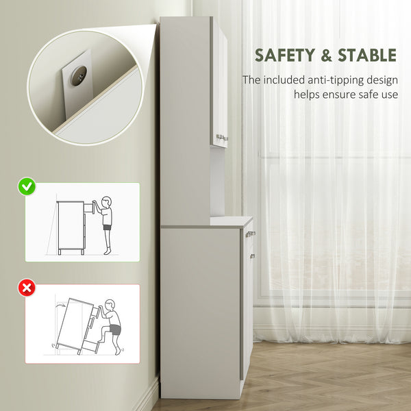 71" Free-standing Buffet/Sideboard with Storage Cabinets, Drawer, Open Space, and Microwave Stand, White