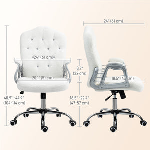 Upholstered office chair with swivel casters and adjustable height, white